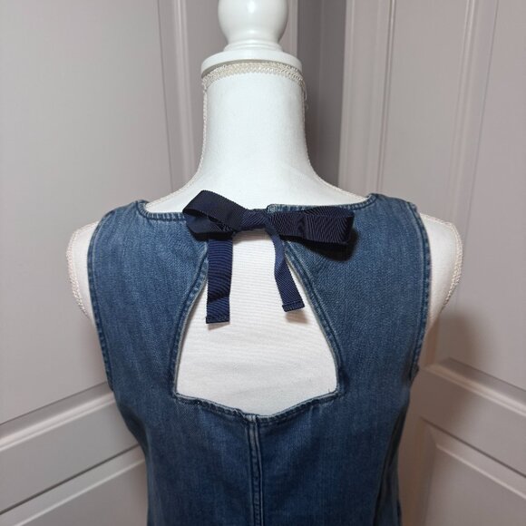 J. Jill 100% cotton, Sleeveless Denim Midi Dress, Size Small, Tie Back - Picture 9 of 12